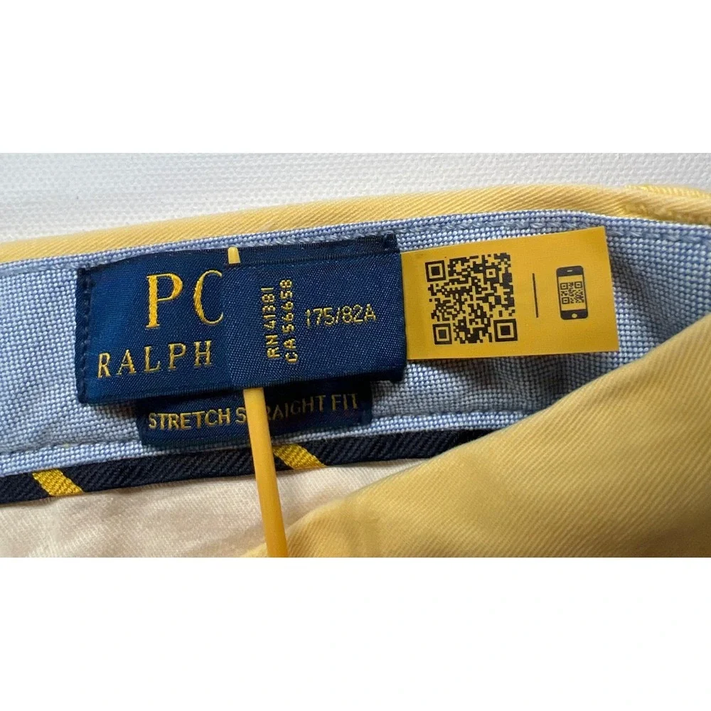 Polo Ralph Lauren Pants Chino Mens 32x32 Yellow Stretch Straight Fit